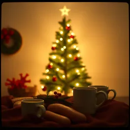 Bratwurst und Weihnachtsbeleuchtung