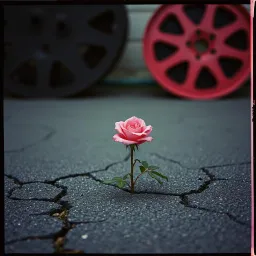 Rose auf Asphalt
