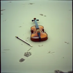 Violin with broken strings