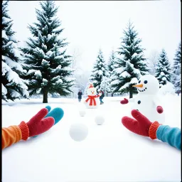 Schneeballschlacht im Schnee