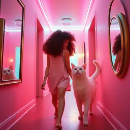 Curly-Haired Cat Girl