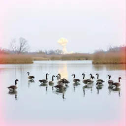 Feeding geese