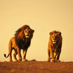 Real african lions riding hard