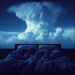 Across the bed