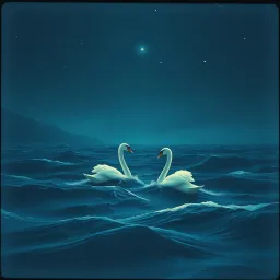 Two swans in a storm