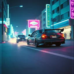 Subaru rolling down the Street