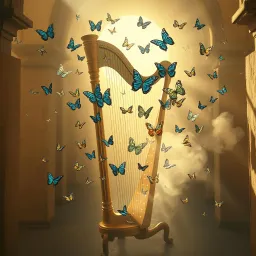 Colorful butterflies dance around