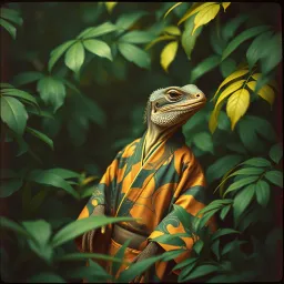 Komodo dragon in a kimono.