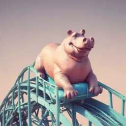 Nilpferd auf Achterbahn